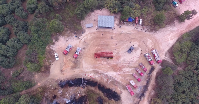 出动无人机,深圳宝安区2017处置森林火灾演练