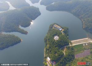 航拍陕西汉中南沙湖酷似千岛湖