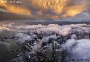 航拍旧金山云雾缭绕美景 如梦幻迷人仙境