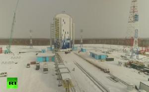 无人机镜头：白雪覆盖下的俄罗斯东方港航天中心