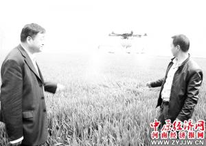 鹿邑县宋河镇供销社 小麦“一喷三防”用上无人机