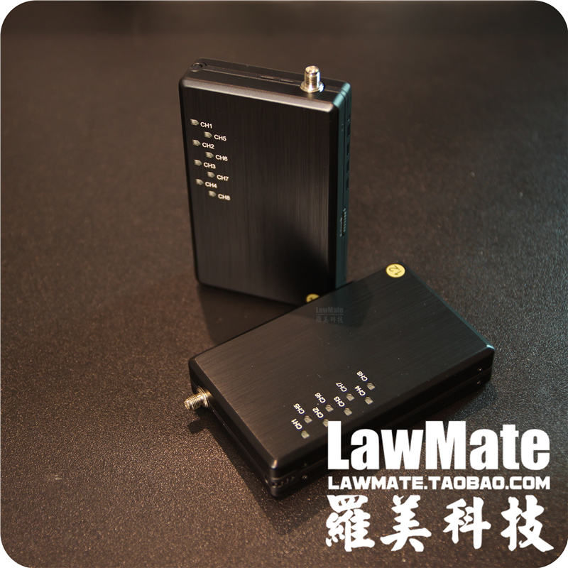 lawmate罗美科技1.2G内置锂电无线音视频接收器8锁频道航拍1W图传