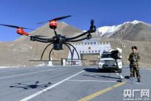 新疆武警边防无人机巡查边境国门一线