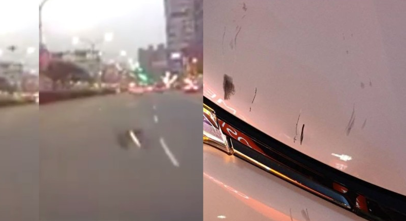 台北司机疑遭无人机“空袭” 紧急避让仍被刮擦