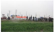  阜阳高效植保机械现场会 无人机亮相田间