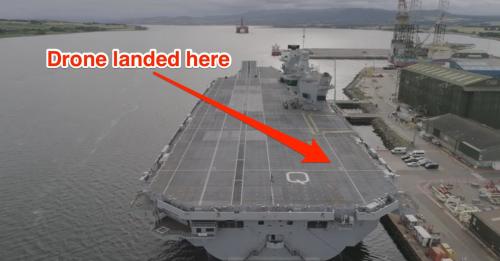 民用无人机迫降英国航母没人管：都在岸上进餐