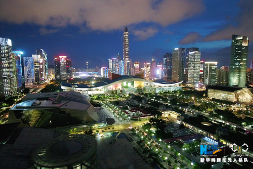 无人机之旅|超广镜头航拍夜幕下的深圳福田CBD