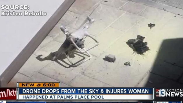 无人机命中的妇女