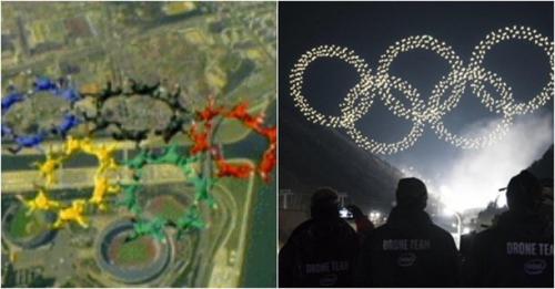 无人机五环很厉害 可汉城奥运会的五环更美呀！