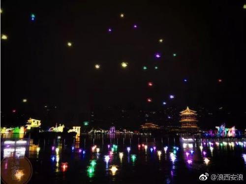 西安大唐芙蓉园无人机灯光秀精彩亮相 赢得全球关注