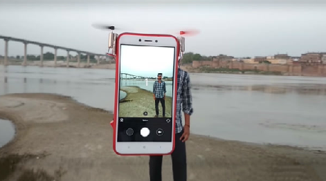 手机“飞行模式”，印度小哥自制无人机手机壳，让手机悬浮在空中