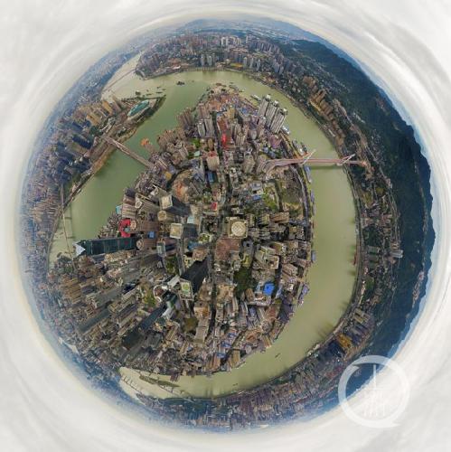 上游无人机队·摄影家甘红兵 | 航拍“小行星”全景照片 鱼眼展现大美重庆