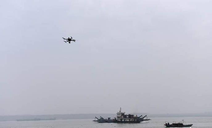 常州地方海事首次使用无人机空中巡航