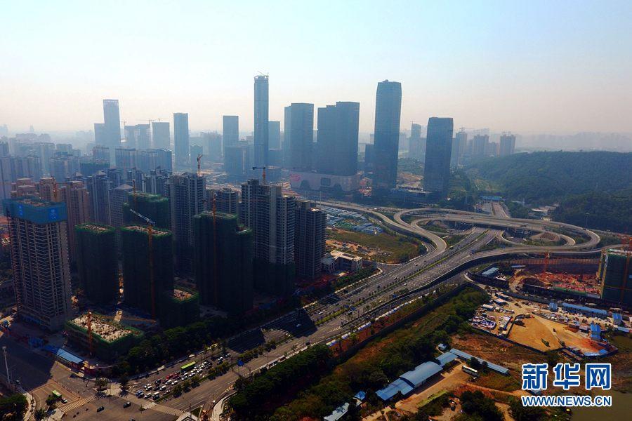 航拍广西南宁五象新区