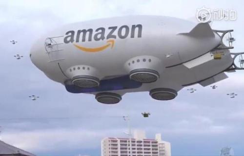 空中航母？亚马逊飞艇快递曝光 里面全是无人机！