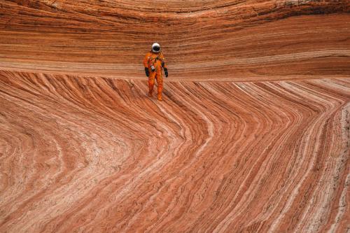 航拍美国西部荒芜土地 仿佛取景火星表面