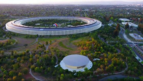 苹果新总部再次被无人机光顾 园区内绿化已经完成