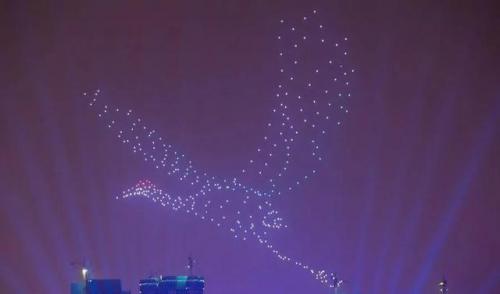 2019武汉荷花节，400架无人机上演空中光影秀