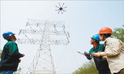 无人机放线快速恢复供电