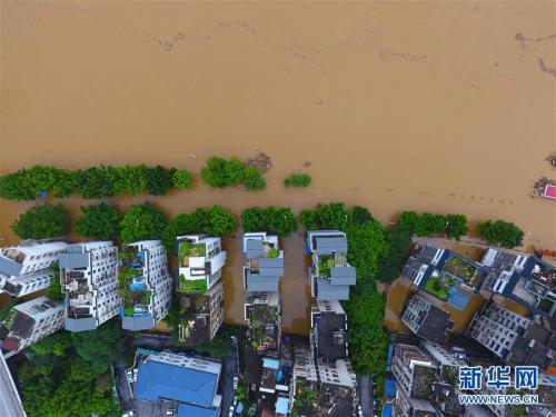 无人机拍摄：广西柳州柳江出现超警戒水位 