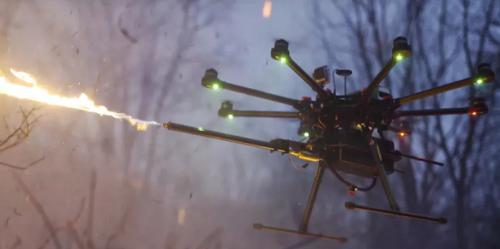 不算武器，能喷火的无人机了解一下？ 