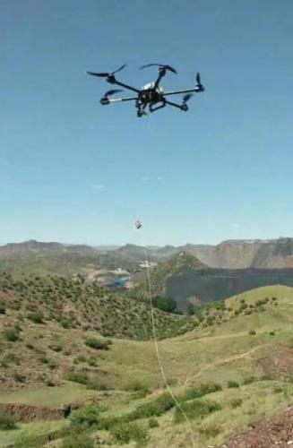 隆德供电采用无人机放线提升工作效率