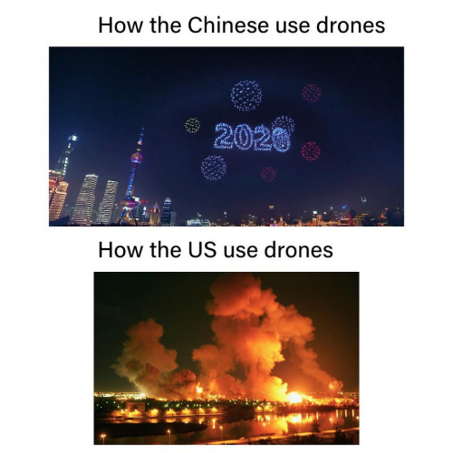 中美都用无人机庆祝新年，外国人却表示：这就是我讨厌美国的原因 