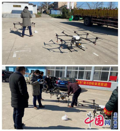 泰兴市广陵镇用无人机对全镇进行定期消毒