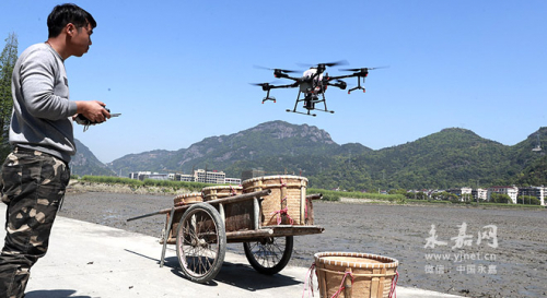 永嘉县种植大户首次采用无人机播种作业