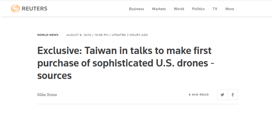 路透曝光美就首次售台4架先进无人机进行谈判，绿媒自嗨起来！
