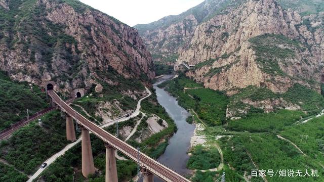 百年京张铁路通过无人机空中俯视