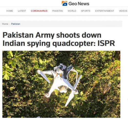 巴基斯坦军方宣布击落一架印度四轴间谍无人机，系今年第11架