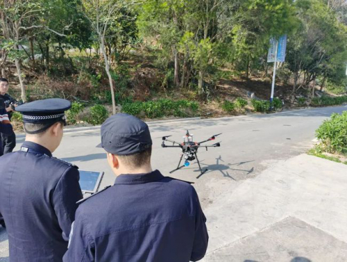 潮阳东岩等地，出动无人机...