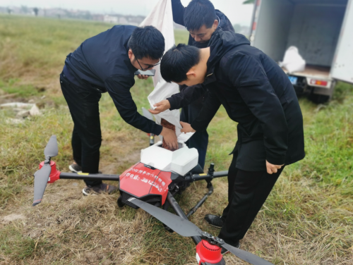 远安县：植保无人机助力水稻直播