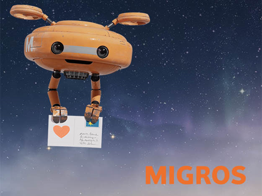 瑞士超市Migros 和 Robin无人机送来的行李和善意，圣诞快乐！