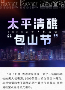 首演成功！香港定期无人机表演庆祝佛诞、太平清醮！